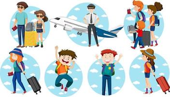 A set of Travel holiday theme man and women on white background vector