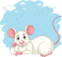 White rat on blue background vector