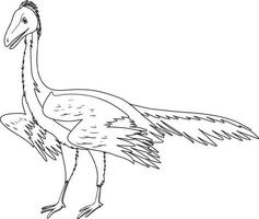 Archaeopteryx dinosaur doodle outline on white background vector