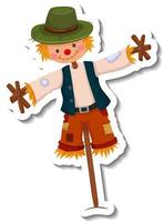 Scarecrow dressed like boy on wooden stick vector