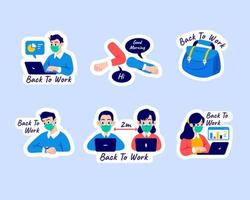 Back to Work New Normal Sticker Set vector