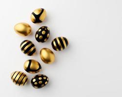 3d render of gold and white Easter eggs banner on a white background. Minimal Easter concept 3d rendering frame photo