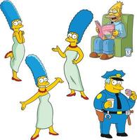 simpsons springfield dibujos animados coleccionables pegatina vector