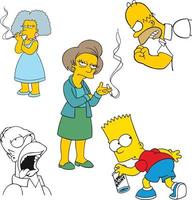 simpsons springfield dibujos animados coleccionables pegatina vector