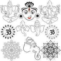 Set of mandala design in different patterns and Indian gods vector