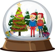 pareja, hombre y mujer, en, snowglobe vector