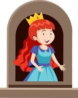 personaje de princesa de fantasía junto a la ventana sobre fondo blanco vector