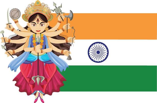 An icon of Indian flag with Durga goddess