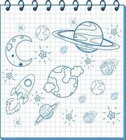 un cuaderno con un dibujo de garabato en la portada vector