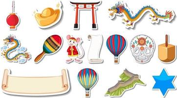 Set of different traditional objects vector