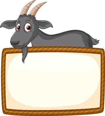 Isolated wooden banner with goat