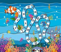 Counting numbers game template with underwater theme vector