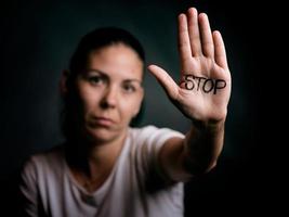 Stop Abusing Woman Concept, Domestic Violence photo