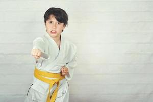 child in karate position photo