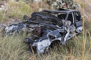 broken car and abandoned car, car crash, car after the accident, traffic accident photo