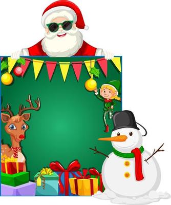 Empty board with Santa Claus and snowman