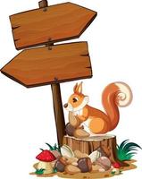 Squirrel with wooden sign banner vector