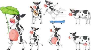 conjunto de diferentes vacas lecheras en estilo de dibujos animados vector