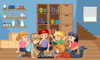 Children playing games in the room vector