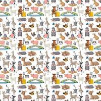 Funny squirrel with nuts on white background seamless vector