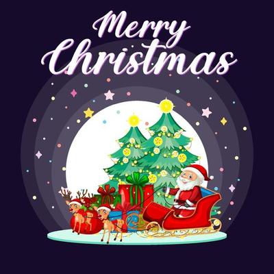 Merry Christmas poster design with Santa Claus on sledge