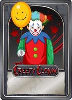 Creepy clown character game card template vector