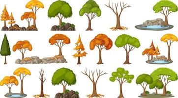 Set of four seasons trees on white background vector