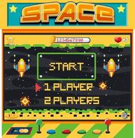 Pixel space game interface with start button vector
