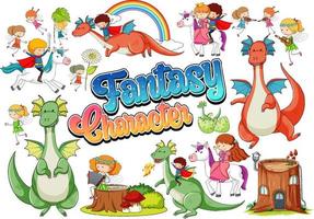 Set of fantasy cartoon characters vector