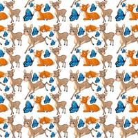 Funny deer on white background seamless vector