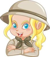 Little girl in scout uniform vector