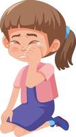 Little girl crying on white background vector