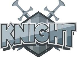 Knight font logo with sword in cartoon style vector