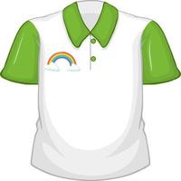 A white shirt with green sleeves on white background vector