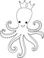 Octopus doodle outline for colouring vector