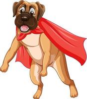 Dog with red cape flying vector