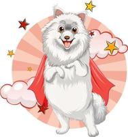 A dog superhero on sky background vector