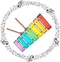 A xylophone with musical notes on white background vector