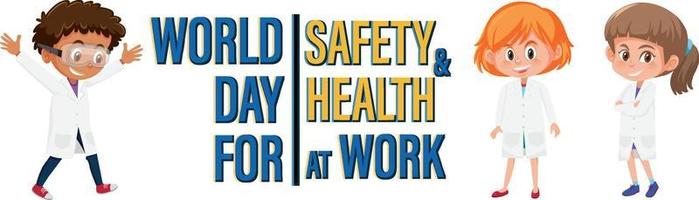 Poster design for world day for safety and health at work with kids vector