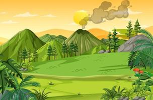 Prehistoric forest scene background vector