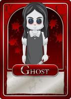 Ghost girl character game card template vector