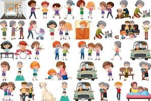 Set of different activities people in cartoon style vector