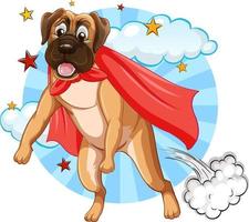 A dog superhero on sky background vector