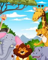 Wild animals in the forest vector