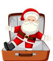 tema navideño con santa en un equipaje sobre fondo blanco vector