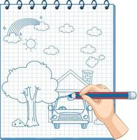 A notebook with a doodle sketch design at the cover page vector