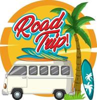 Summer travel vacation logo concept with motorhome vector