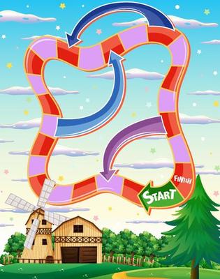 Snake and ladders game template in farm theme