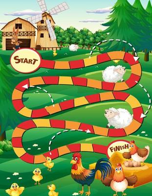 Snake and ladders game template in farm theme