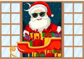 Christmas theme Santa at the door vector